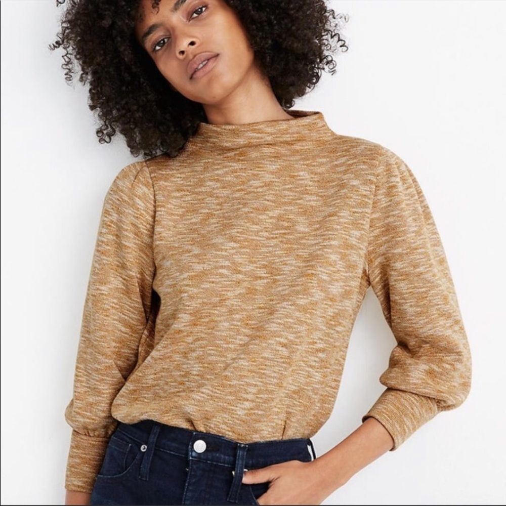 Madewell Gathered Sleeve Mockneck Top Size Small
